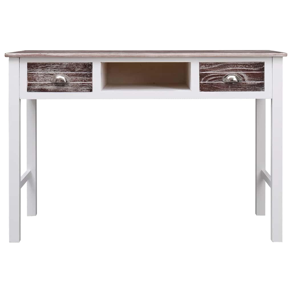 Biurko 110x45x76 cm drewno brązowy z 2 szufladami i otwartą półką