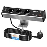 Sicherheit und Langlebigkeit vereint: Unsere aus einer hochwertigen Metalllegierung gefertigte Tischsteckdosenleiste verfügt über einen Überlastungsschutzschalter und gewährleistet so eine sichere und langfristige Nutzung an Ihrem Arbeitsplatz.