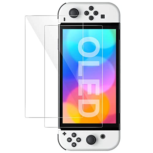 iAmer Tempered Glass Screen Protector for Nintendo Switch OLED,Protective Film 9H Hardness HD Glass, Bubble Free Display Film fits for Nintendo Switch OLED Model（2 Pieces）