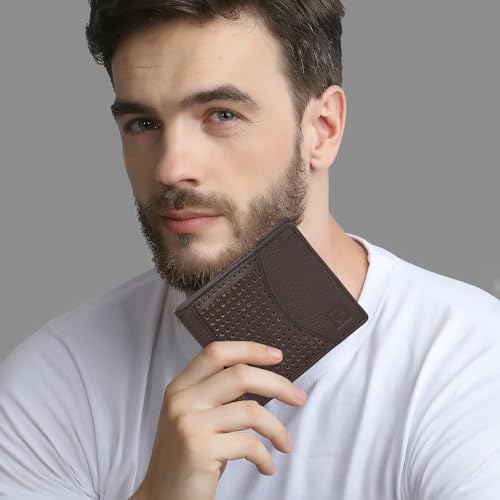 Image of CIMONI Premium Genuine Leather Wallet for Men Travel Casual Wallet with RFID Blocking 6 Card Sots, 2 Secret Compartments, 1 Transparent ID Window (Color - Brown)