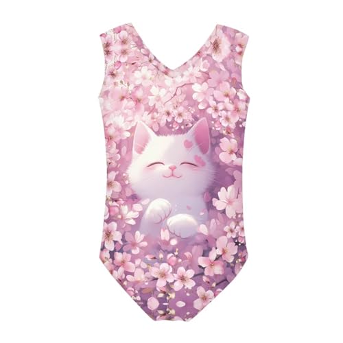 Image of Cartoon Pattern Kids Girls Bathing Suits One Piece Swimsuit Soft & Quick Dry, 5-14Years