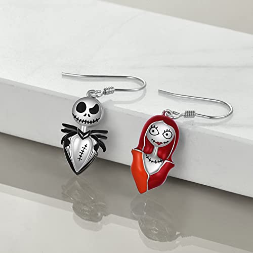 LILALO Jack Skellington And Sally Earrings Sterling Silver Skull Earrings Nightmare Earrings3