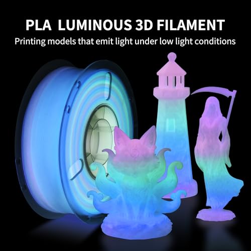Image of RAMBERY Glow in The Dark Rainbow 3D Printer Filament Luminous PLA Filament 1.75mm 3D Printing Filament Fit Most FDM Printers, 1kg(2.2lbs) /Spool