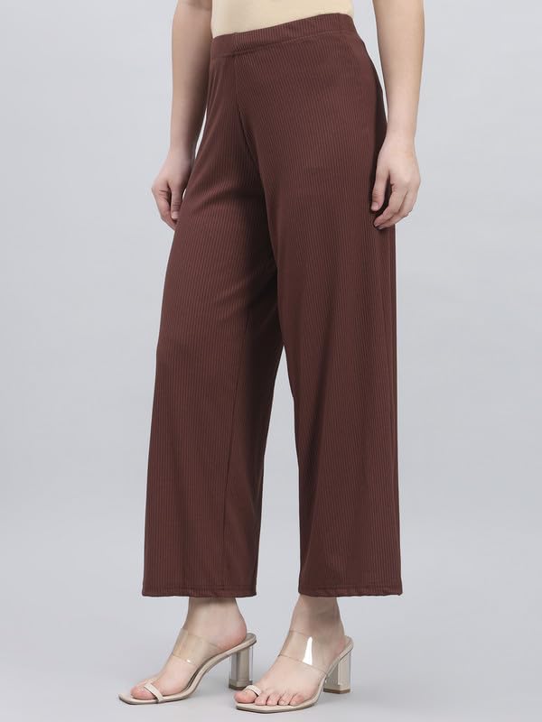Image of GO COLORS Soft Rayon Blend Rib Palazzo Full Length for Women| Breathable, Mid Rise