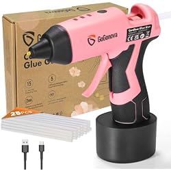 GoGonova Cordless Hot Glue Gun Kit, 2Ah Battery, Includes 25 Glue Sticks | 15s Fast Preheating, Glue Gun and Sticks Set, Smart Power-off, Anti-Drip for School Crafts, DIY Arts, Home Repairs