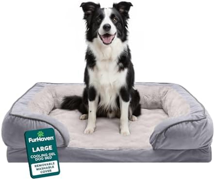 Furhaven Cooling Gel Dog Bed for Large/Medium Dogs w/ Removable B...