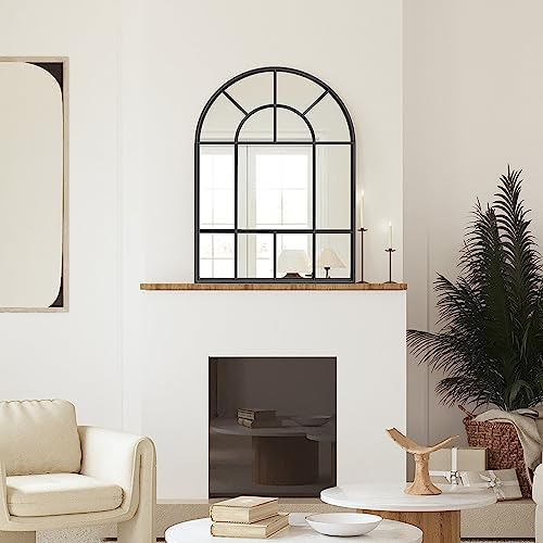 PROHOMEWARE 22"*32"Arched Wall Mirror,Black Wall Mounted Mirror with Metal Frame,for Entryway, Bedroom,Living Room,Window Mirror,Cathedral Mirror,Wall Decor