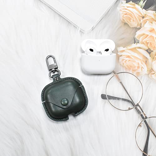 Image of Case Cover for Apple AirPods Pro 1 | Premium Leather Case with Carabiner | Only for Apple Airpods | Mineral Green