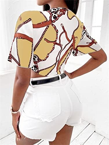 Amazon.com: Blusa sexy de manga corta para mujer, blusa de estilo buchona  con nudo frontal, para salir : Ropa, Zapatos y Joyería
