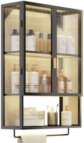 Narrow Wall-Mounted Storage Cabinet for Bathroom & Kitchen - Space-Saving Toilet Organizer with Double Acrylic Doors - Stylish & Efficient Storage Solution