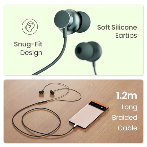 Image of Type-C Earphones for One-Plus 13s / 13 s Earphones Original Like Wired in-Ear Headphones Stereo Deep Bass Headset Earbud with Type-C Audio Jack, Mic (C106-4, Multi)