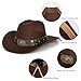 Western-Cowboy-Hat for Women Men Wide Brim Cowgirl Fedora Hats with Bull Head Band Decoration