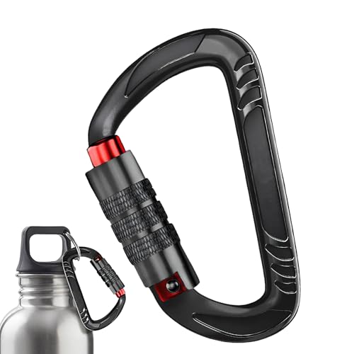 Qukoielly Mosquetón de escalada | Equipo de alta carga de 12 KN para exteriores, clips de mosquetón resistentes, para camping, senderismo, hamaca, asegurar mascotas, correas de perro, llaveros