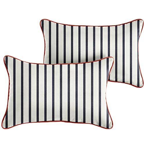 Sorra Home x Sunbrella - Indoor/Outdoor Lumbar Pillow Set, Blue/White by Sorra Home - Used condition - US$22.14