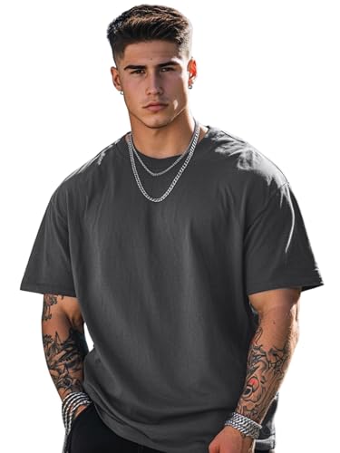 Image of Veirdo Oversized Baggy Fit Drop Shoulder Half Sleeves Round Neck Solid Pure 100% Cotton T-Shirt for Men (Available in White, Black, Mustard, Maroon, Green, Lilac, Navy, Red Color)