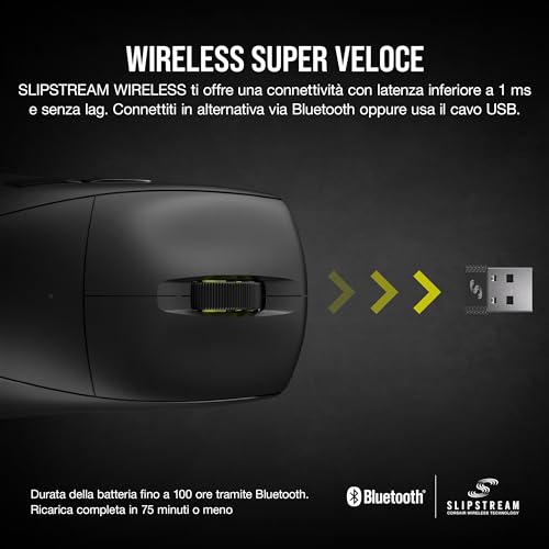M75 AIR WIRELESS Mouse da Gioco Ultra Leggero – 2.4GHz & Bluetooth – 26,000 DPI – Batteria Fino a 100 Ore - Compatibile con iCUE - Nero - Mouse gaming - Immagine 6