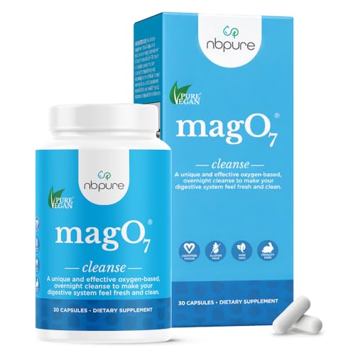 nbpure MagO7 - Natural Colon Cleanse & Detox - Occasional Constipation Relief, Stool Softener, & Bloating Support for Men & Women - Ozonated Magnesium Oxide, 30 Capsules