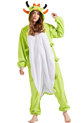 DarkCom Onesie Pajamas Adult Animal Halloween Costume Caterpillar Cosplay One Piece Unisex Homewear Polar Fleece Sleepwear Small