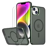 HCXLYP iPhone 15 ケース MagSafe対応 3WAYスタンド グリーン