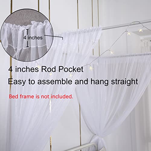 Akiky Princess Canopy Bed Curtains Bed Canopy Curtains With Lights For Queen Size Bed Drapes,8 Panels Canopies With 2 Lights ,Room Décor (Full/Queen, White) #TOP2