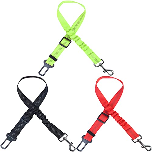 Fyfjur 3 Pièces Ajustable Laisse Ceinture De Sécurité pour Chien, Nylon éLastique Ceinture De Sécurité pour Animaux, Ceinture Chien Voiture pour Tous Les Chiens Et Chats Cover