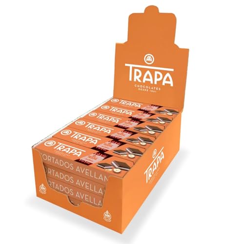 Bombones Cortados Avellana Trapa - 24 Cajas de 4 Bombones cada una - Bombones de Chocolate Trapa Avellana.