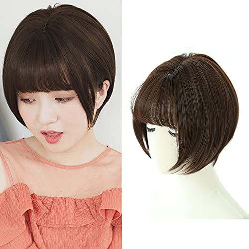 BRIGHT LELE Short Bob Hair Wigs for Woman Nature full Airy bang Ombre Wig for Daily Party Synthetic Cosplay Wig 11Inch HF618-CR