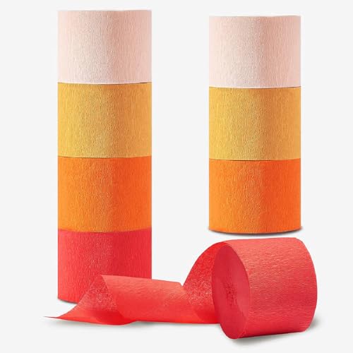 Cetornie Krepppapier Luftschlangen 6 Rollen - Schwarz Orange Halloween Deko