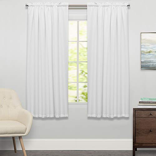 Image of Sweet Home Collection Window Curtains Treatment Panel 63 inch or 84 inch Long in Stylish and Unique Patterns and Designs for All Home Decor Ribcord White