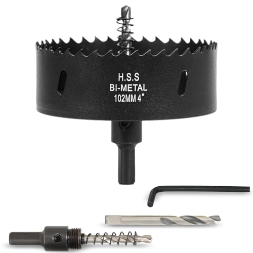 VIKITON 4 inch Hole Saw for Wood Metal Plastic & Drywall with Arbor