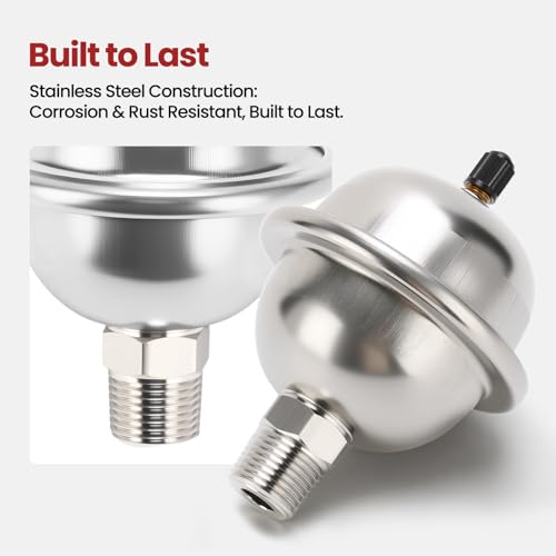 Solimeta Mini Thermal Expansion Tank, 1/2 Inch Stainless Steel Mini Tank For 2-Gallon Tankless Water Heater - Thumbnail 3
