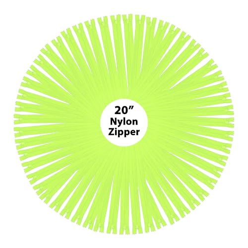 Image of Mandala Crafts 60 PCs Lime Green Closed-End 20 in Nylon Zippers for Sewing