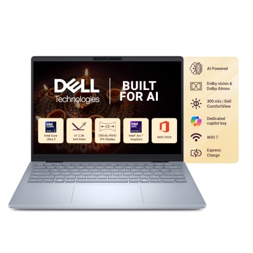 Dell DB14250 14" (35.56 cm) AI Laptop Intel® Core™ Ultra 5 226V Processor, 16GB RAM, 512GB SSD, ARC Graphics, 2.5K Display IPS ComfortView Plus 300nits. Backlit Keyboard, FPR, Win 11 +MSO'24, Ice Blue - Image 2