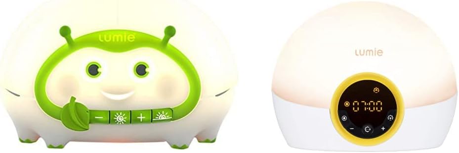 Lumie Bedbug - Low-Blue Bedside Light with Sunset and Nightlight for Babies and Children & Bodyclock Rise 100 - Wake-Up Light Alarm Clock with Sunrise and Sunset