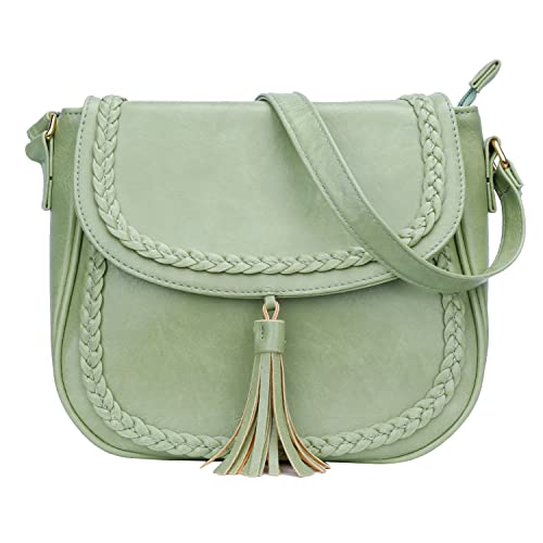 Kkxiu Casual Flap Saddle Crossbody Bags For Women Purses And Handbags With Tassel (Z-Grass Gray Green) #TOP8