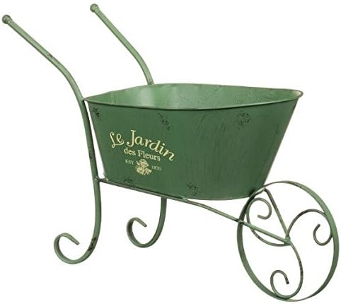 Green Colour Le Jardin Durable Metal Wheelbarrow Design Planter