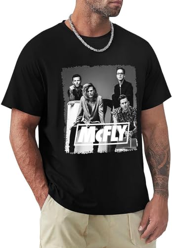 QIANFANGHUI Funny Gift McFly Band for Fans T-Shirt Short Sleeve Cute Clothes Graphic T Shirt Mens Funny T Shirts Black XL