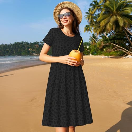 Robe d'été motif léopard noir coupe décontractée chic - 7