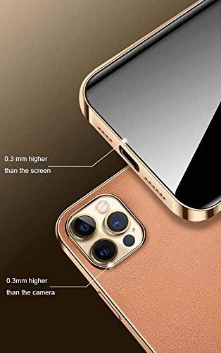 Étui iPhone 12 Pro en cuir de vache européen et bordure dorée chic