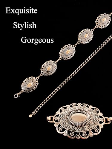 image for TOPACC Gold Concho Belts for Women Western Chain Belt Cowgirl Boho Bel