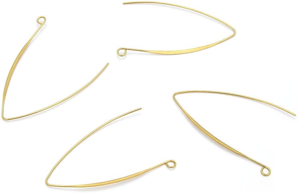 100pcs Raw Brass Pressed V Shape Earring Hooks 45mm Long Earwire Connector No Plated/Coated (wire 0.7mm/0.03 Inch/21 Gauge) For Earrings Jewelry Making CX249