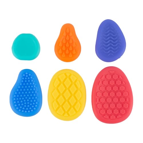 GWAWG 6 Pièces Jouet sensoriel Fidget en Pierre,Pierres de Jouets sensoriels Silent Fidget en Silicone,Jouets Anti-Stress Pierre d'inquiétude texturée,silicone pierre sensorielle pour Enfant et Adulte