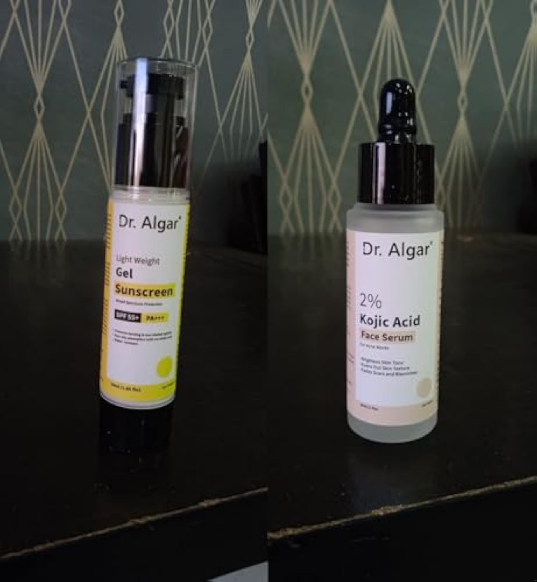 Sunscreen and Kojic Acid Face Serum, Skin Brightening Combo