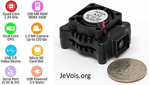 JeVois-A33 Quad-Core Smart Machine Vision Camera for PC, Mac, Linux, Arduino, Raspberry Pi - Black - Hacker KIT