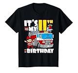 Photo Gallery bambino firefighter firetruck kid motif - it s my 11st birthday maglietta Photo Gallery bambino firefighter firetruck kid motif - it s my 11st birthday maglietta