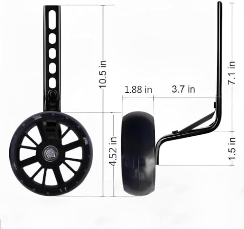 Image of 2 pcs Wider Bike Training Wheels,Silent and wear-resistant,When the wheel touches the ground, it will flash,for 12-20 inch Bicycles, Training Wheels For Kids Bike (Black)