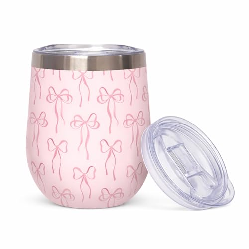 Bow Print Travel Mug - Stainless Steel Insulated Travel Tumbler with Lid, Double Wall Vacuum Cup for Hot & Cold Beverages 350ml