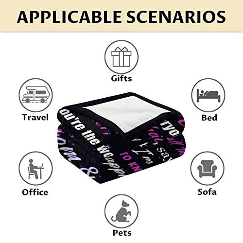 Custom Mom Throw Blanket - Soft, Fuzzy & Warm - 60x80 Inches to My Mom Blankets for Bed, Couch - Black Modern Throws Birthday Gifts from Daughter or Son