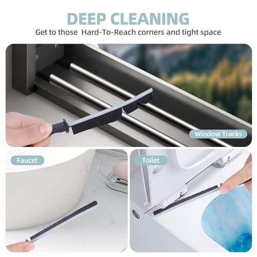 Image of 12 Pack Cleaning Brush Set - Hard Bristle Crevice Cleaning Brush - Multifunctional Gap Scrub Brush - Home Essentials for Kitchen Bathroom, Windows Faucets Grout & Car