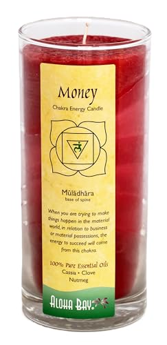 Premium Scented Candle Hand Made Chakra Energy Jar | 11 Oz Jar | Money Muladhara| Yoga Prayer & Meditation Candle | Long Burn 60 Hours | Essential Oils of Cassia Clove & Nutmeg | Aloha Bay